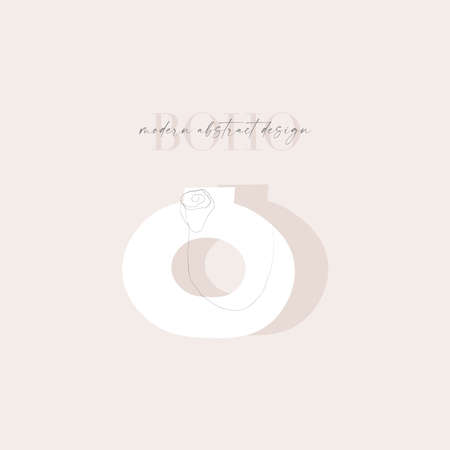 Modern abstract shapes art. Trendy organic forms and line art drawingのイラスト素材