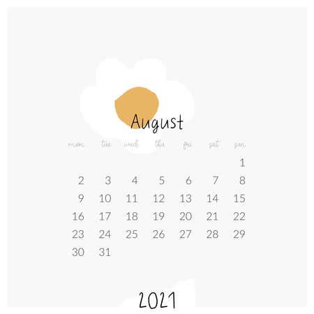 Vector modern template printable 2021 calendar page separate monthのイラスト素材
