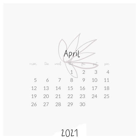 Vector modern template printable 2021 calendar page separate monthのイラスト素材