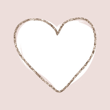 gold glitter line delicate heart on blush pink backgroundのイラスト素材