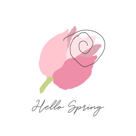 cute tulip flower in hand drawn cartoon doodle styleのイラスト素材