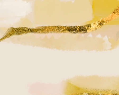 Abstract brush stokes modern fine art painting digital illustrations with gold foil ink brush textures.の写真素材