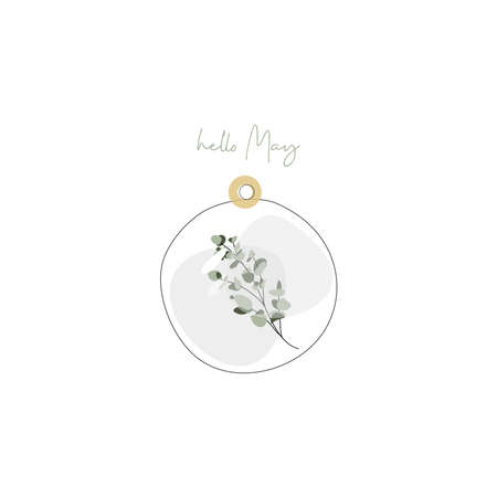 Vector delicate glass capsule with eucalyptus leaves branch jewelry botanicalのイラスト素材