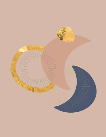 Modern abstract celestial background illustrations goldの写真素材