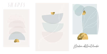 Modern abstract shapes art. Trendy organic forms and line art drawing.の写真素材