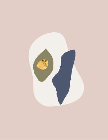 abstract art illustration modern organic shapes and gold foilの写真素材