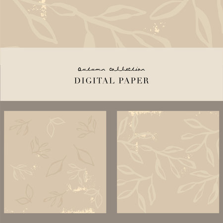 Chic feminine background or digital paper with botanical leaves patternのイラスト素材