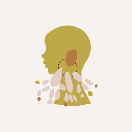 Abstract Woman silhouette with earringsのイラスト素材