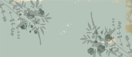 Floral rustic background with hand drawn doodle flowers and botanical elementsのイラスト素材