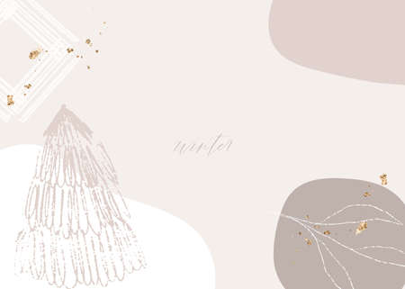 Christmas trees hand drawn abstract textures greeting card or postcardのイラスト素材
