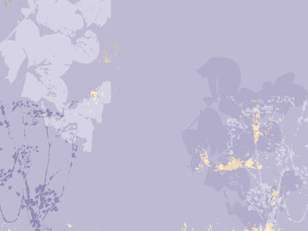Floral rustic background in violet trendy color with flowers and botanicalsのイラスト素材