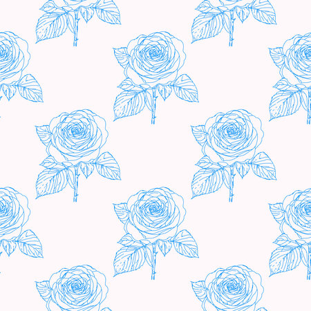 Rose flowers Seamless pattern. Delicate abstract artのイラスト素材