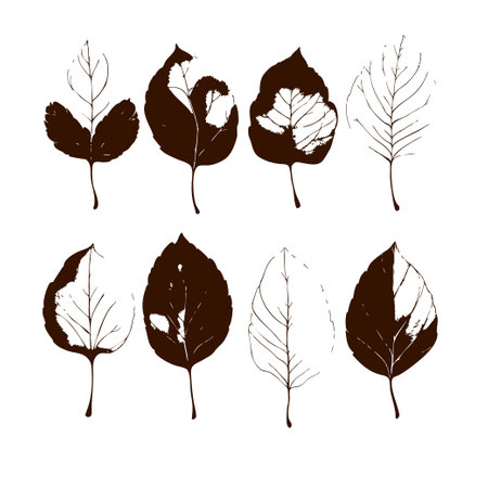 Beige Foliage Autumn watercolor elements, leavesのイラスト素材