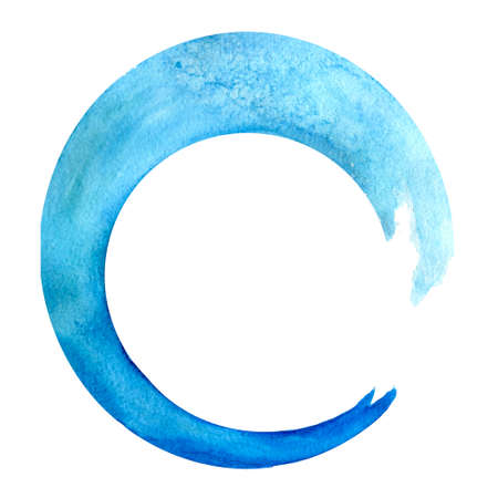 Watercolor illustration of an isolated waveform brushstoke of blue colorの写真素材