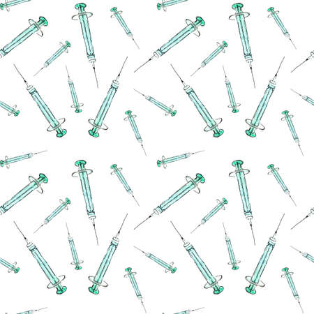 Seamless background pattern with watercolor isolated injectorsの写真素材