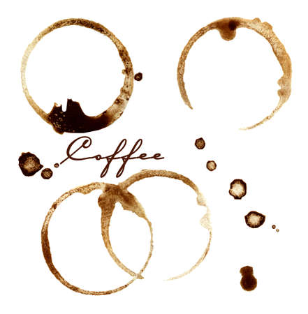 Coffee traces isolated on whiteの写真素材