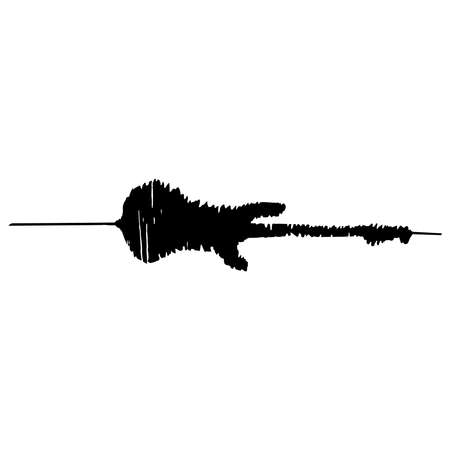 Vector illustration of a stylized elevtric guitar niose isolated on white. Logo, Label, icon, print design element.のイラスト素材
