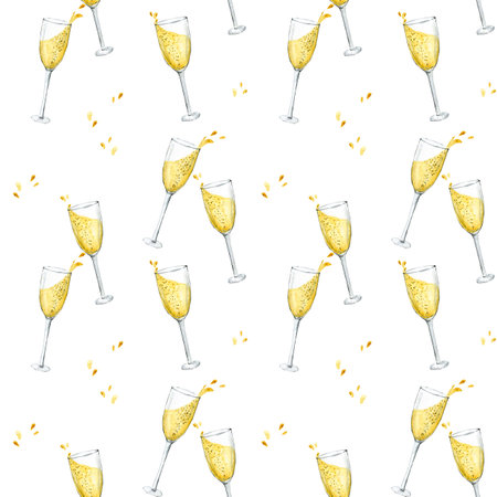 Glasses of champagne seamless patternの写真素材