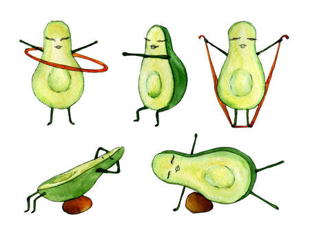 Avocado character doing sport set