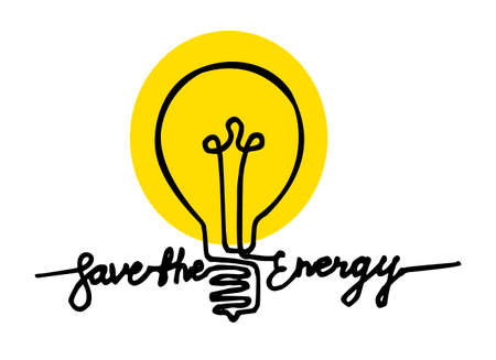 Save the energy one line vector letteringのイラスト素材