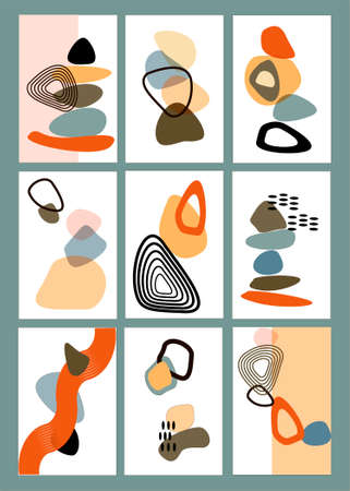 Simple abstract graphic shapes collection for posters, design, wall decor etc.のイラスト素材