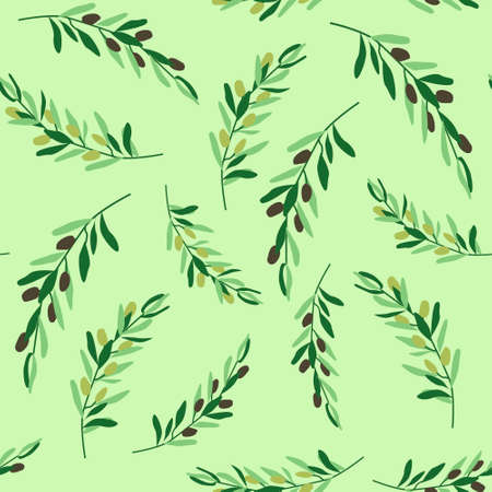 Olive branches drawn seamless vector pattern designのイラスト素材