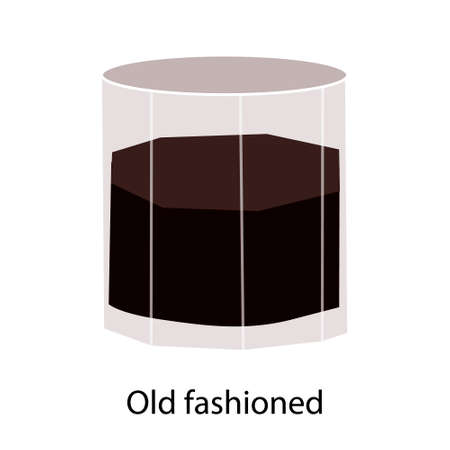 Old fashioned cocktail glass hand drawn flat vector icon EPS10のイラスト素材