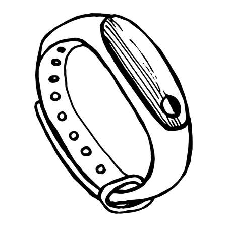 Digital wrist smart watch hand drawn vector doodle icon EPS10のイラスト素材