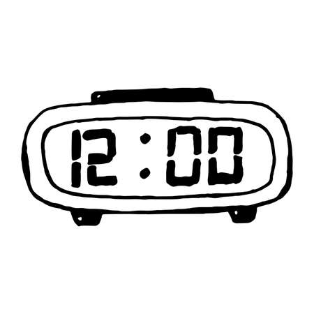 Electric alarm watch hand drawn vector doodle icon EPS10 isoaled on white backgroundのイラスト素材