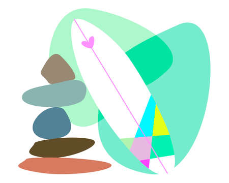Surfboard drawn with abstract stones and shapes vector design EPS10のイラスト素材