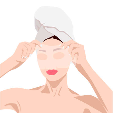 Abstract girl holding a beauty mask vector EPSのイラスト素材