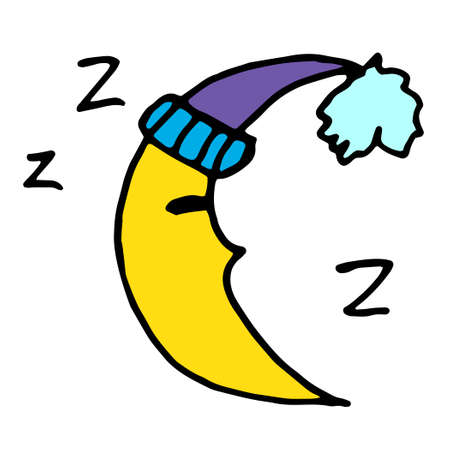 Sleeping crescent childish vector doodle clip artのイラスト素材