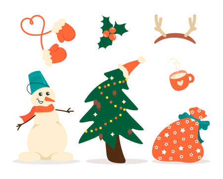 Festive Christmas set vector clip art epsのイラスト素材