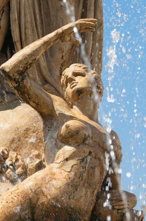 View of the fountain of Diana in Syracuseのeditorial素材