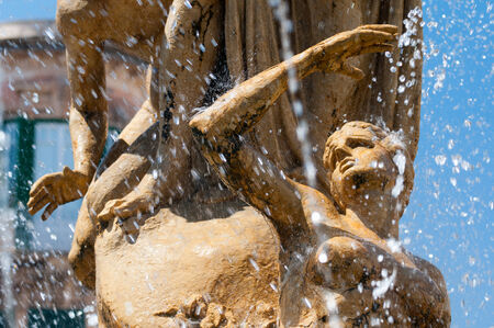 View of the fountain of Diana in Syracuseのeditorial素材