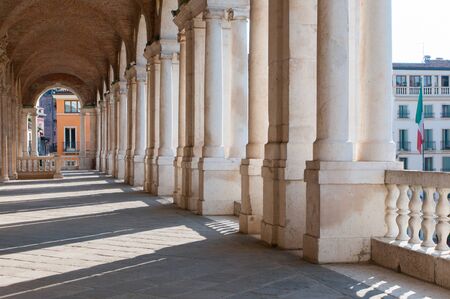 Perspective of the columns of the Basilica palladiana in Vicenzaの写真素材