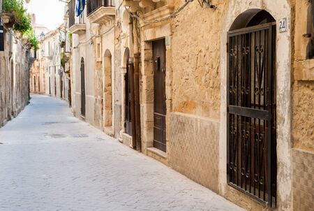 Views of some corners along the streets of the old part of Syracuse Ortigiaの写真素材