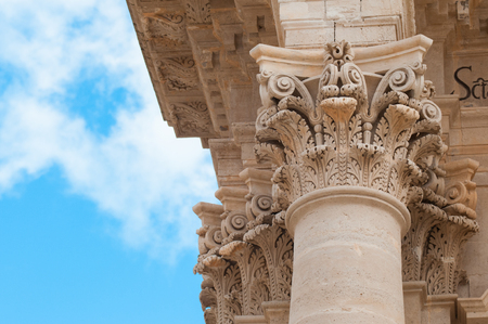 Some baroque elements in the external facade of the Cathedral of Syracuseの写真素材