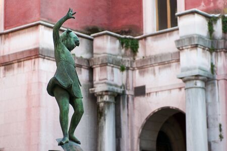 Detail of the fountain in Old Contr Fish, Vicenzaの写真素材