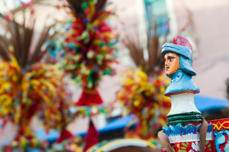 CLose up view of a colorful detail of a typical sicilian cartの写真素材
