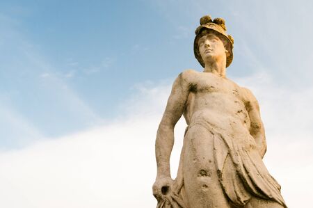 Ornamental white stone statue along the main avenue of Querini park in Vicenzaの写真素材