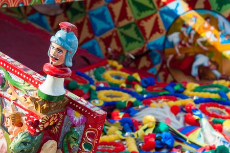 Close-up view of a colorful detail of a typical sicilian cartの写真素材