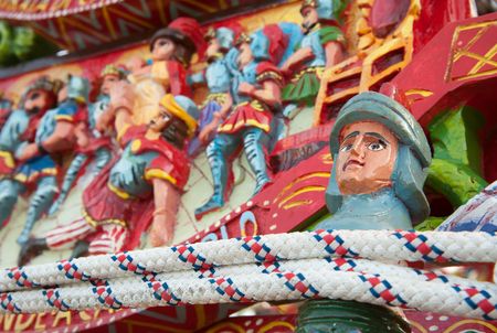 Closeup view of a colorful detail of a typical sicilian cart
