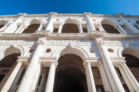 Bottom view of one side of the Palladian basilica in Vicenza, Italyの写真素材