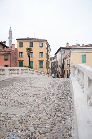 The old stone San Michele bridge in Vicenza, Italyの写真素材