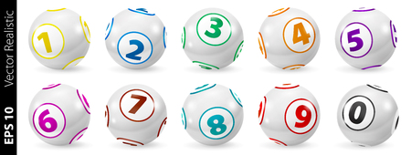 Vector Colorful Bingo. Lottery Number Balls. Colored balls isolated. Bingo balls set. Bingo balls with numbers. Set of colored balls. Realistic vector. Lotto concept.のイラスト素材