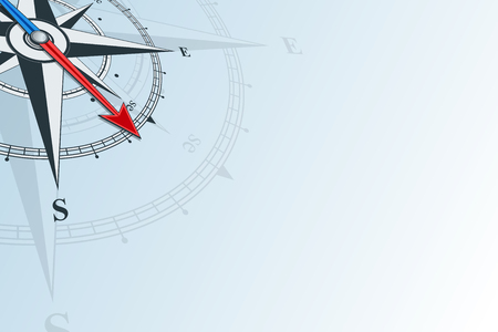 Compass southeast. Compass with wind rose, the arrow points to the southeast. Compass on a blue background. Compass illustrations can be used as backgroundのイラスト素材