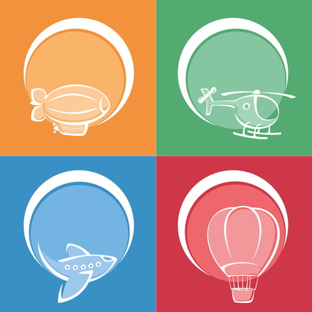 Set of colored aviation icons. Aviation concept. Painted icons in a flat style. Aviation vector stock photography.のイラスト素材