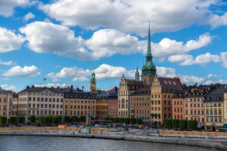 Stockholm, Sweden - June 2016: Gamla Stan old town at night in Stockholm, Sweden. Cityscape of Gamla Stan city district in central Stockholm, Swedenのeditorial素材