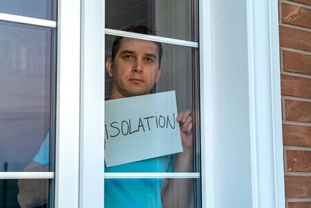 Self isolation for distancing. Isolation at home for self quarantine. Waiting for quarantine to be canceled. Home quarantine, self-isolation because of the Coronavirus disease, COVID-19.の写真素材